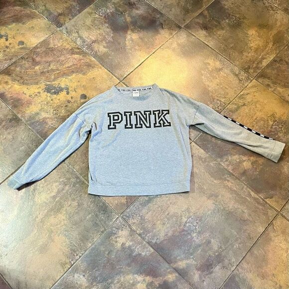 Victoria’s Secret PiNK Gray Campus Crew Sweatshirt Small - Picture 4 of 12